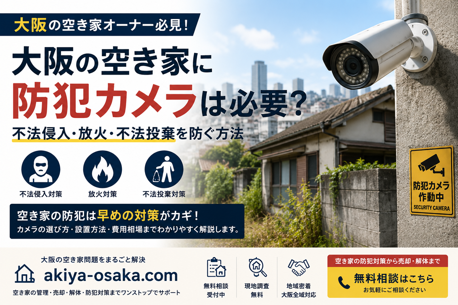 大阪の空き家防犯カメラ設置イメージ